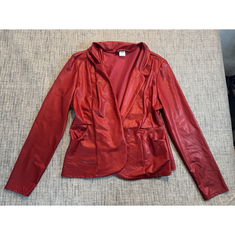 Rainbow brand Red Faux Leather Jacket Size Large, style RB9029913 90s Y2K